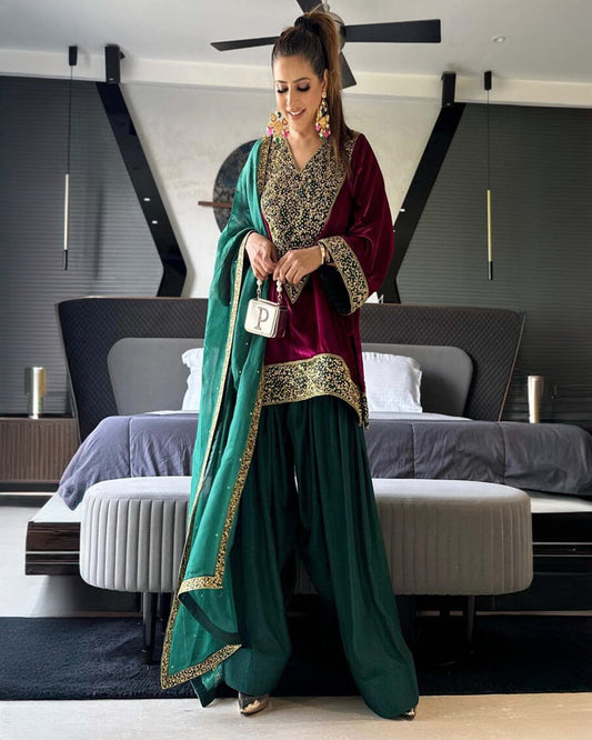 Makhmali Nazakat Suit With Pure Organza Dupatta