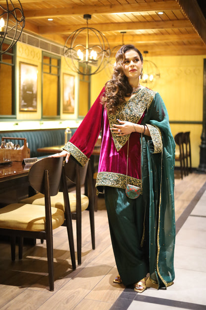 Makhmali Nazakat Suit With Pure Organza Dupatta